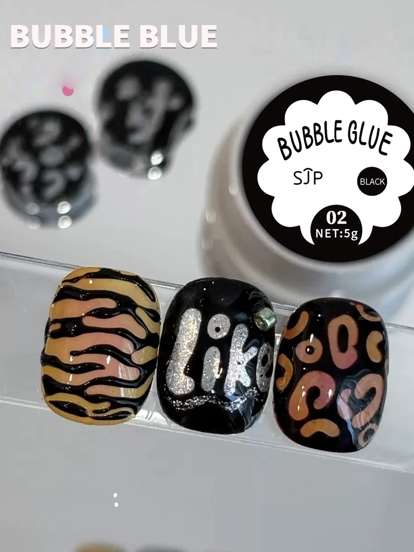 2 قطعة فقاعة الغراء مجموعة نمط جديد كزة الغراء صافي موجة سوداء ثقب الغراء عالية التشبع اللون اللوحة فرك مسمار المواد الغراء ث