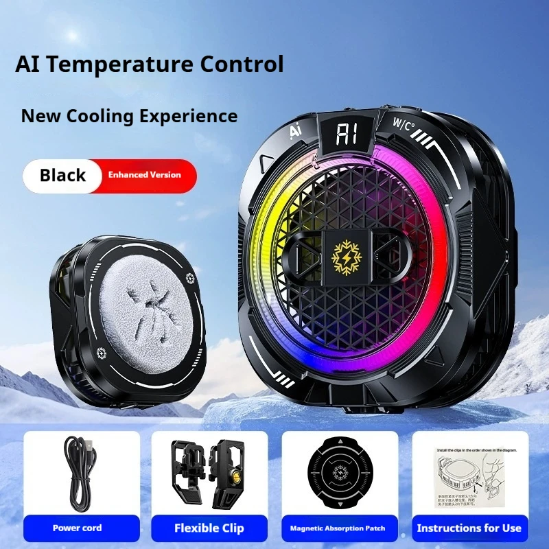 Magnetic Gaming Phone Cooler Ai Temp Control Digital Display Portable Icing Cooling For Live Streaming Smartphone Accessories