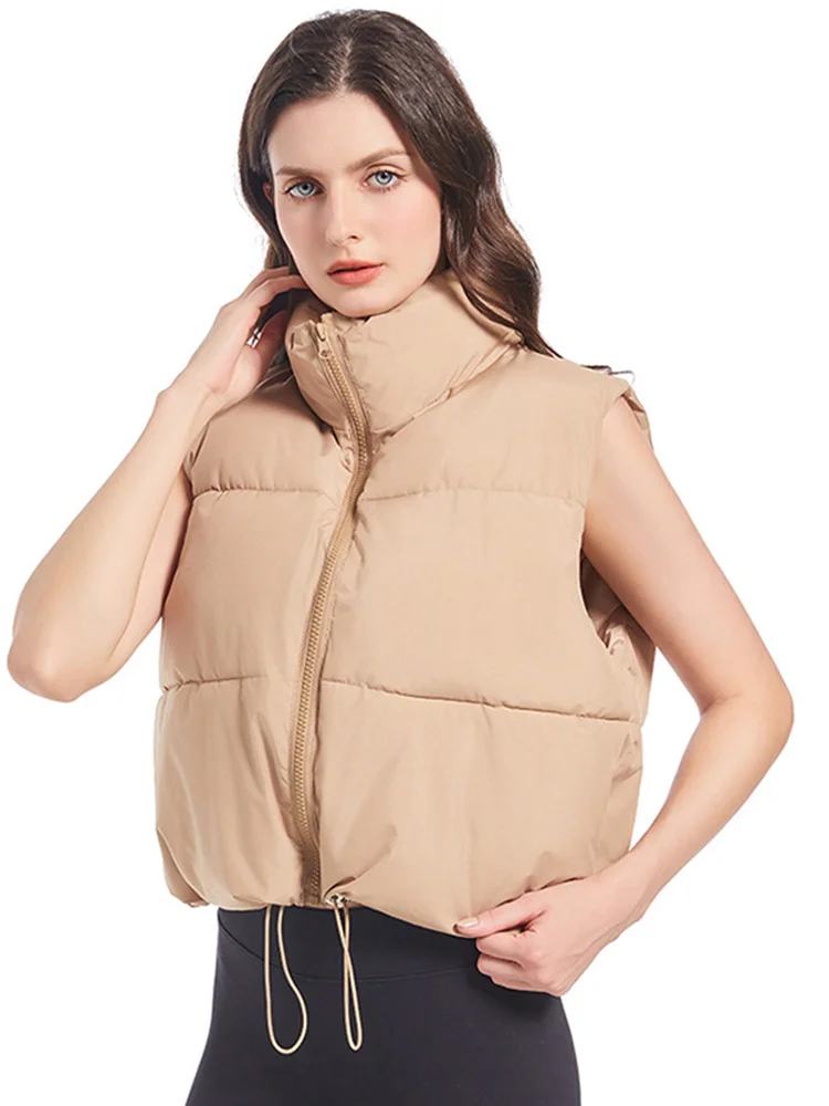 

Puffer Padded Vest Waiistcoat Women Stand Collar Thicken Windproof Oversize Female Sleeveless Coat 2024 Winter Lady Outerwears