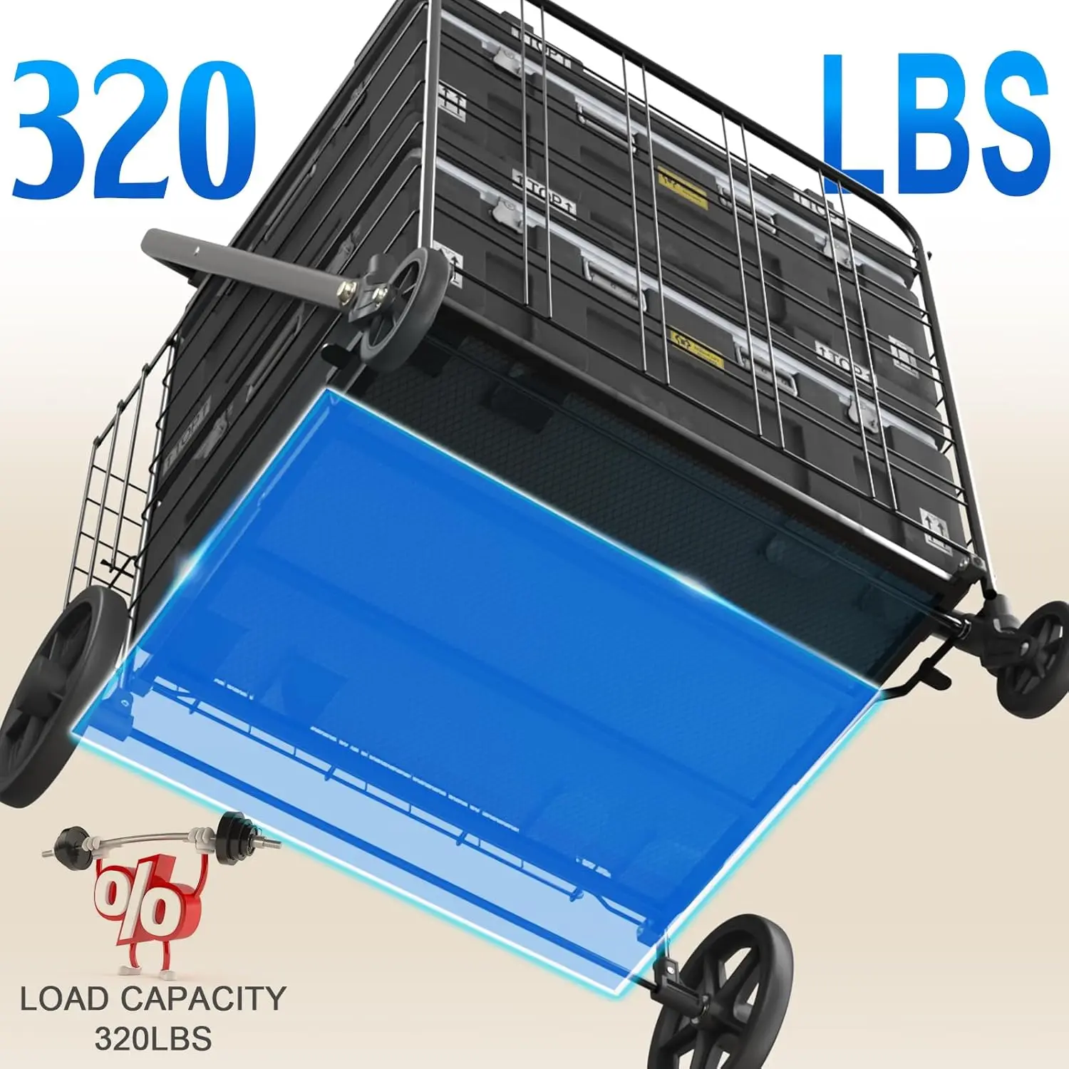 Carrito de compras plegable para comestibles, carrito de comestibles de gran capacidad, 360 °   Ruedas giratorias enrollables