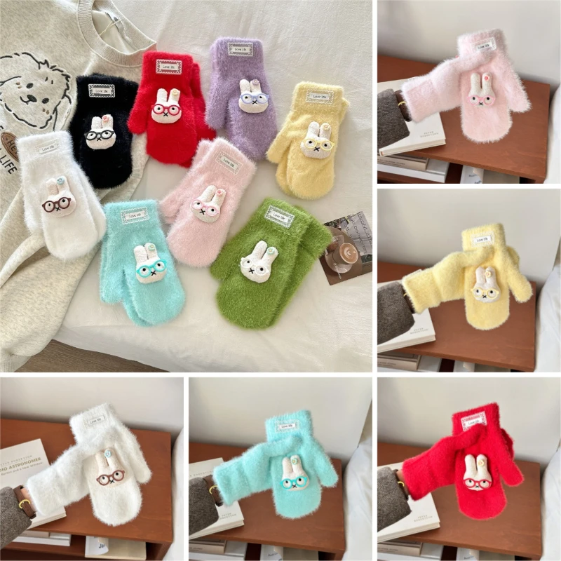 

Hot Cartoon Miffy Series All-inclusive Gloves Cute Creativity Autumn and Winter Keep Warm Thickened Gloves
