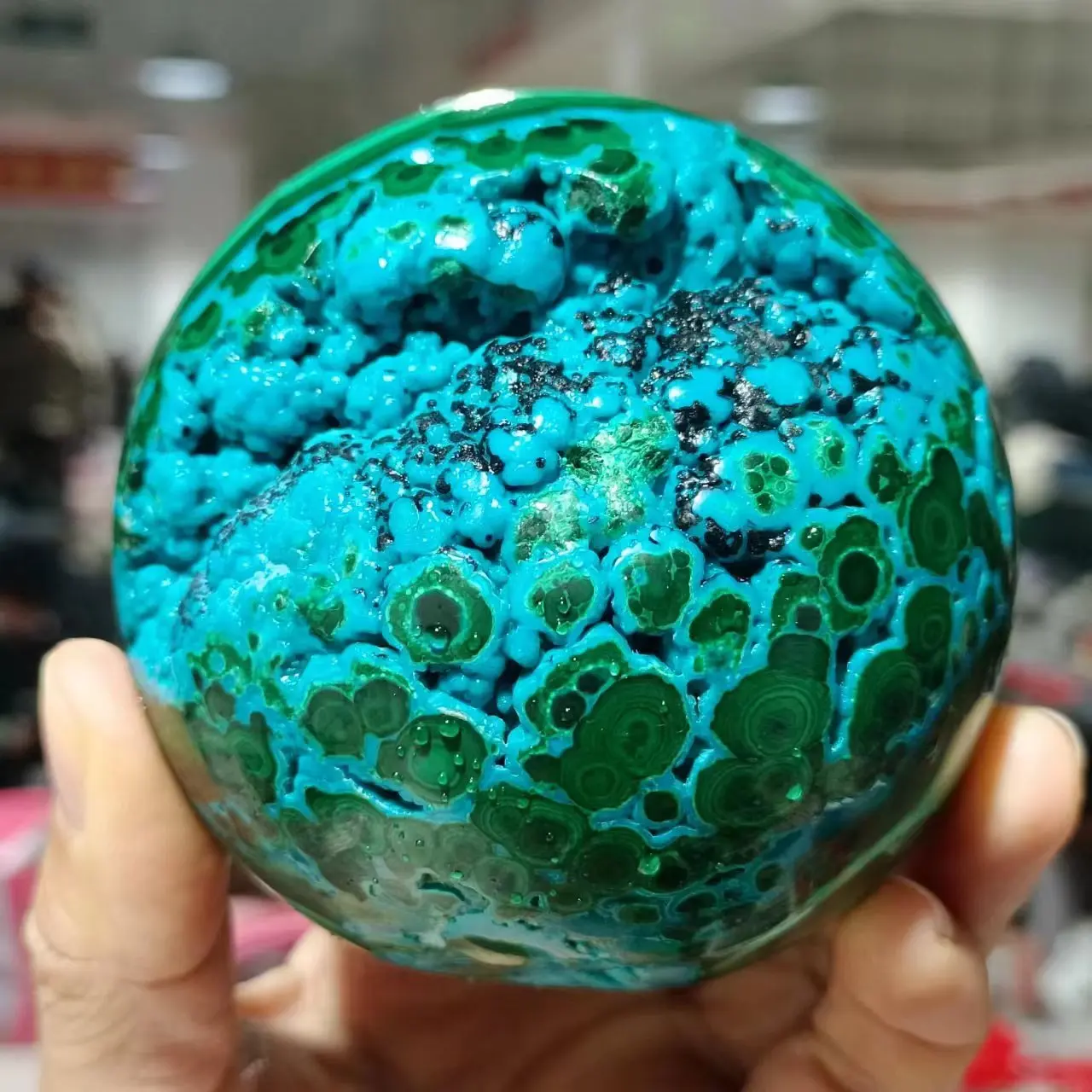 

Natural GUI Malachite Symbiotic Ball,Rare Quartz Chrysocolla Crystal Ball,Mineral Reiki Healing Stone,Degaussing Divination