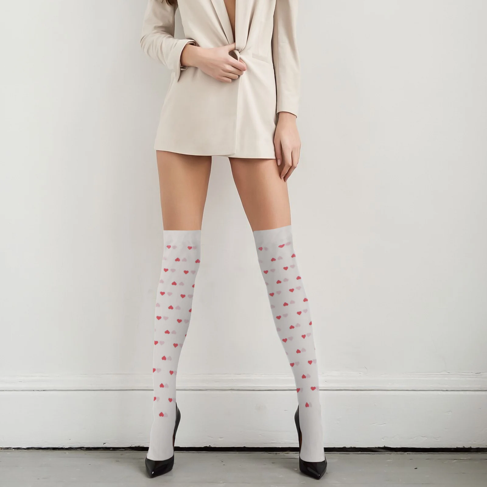 

1Pair High-Quality Print Thigh Women Long Lightweight Stretchy Festival Party Valentine Sexy Leg Net Socks Printing Stockings