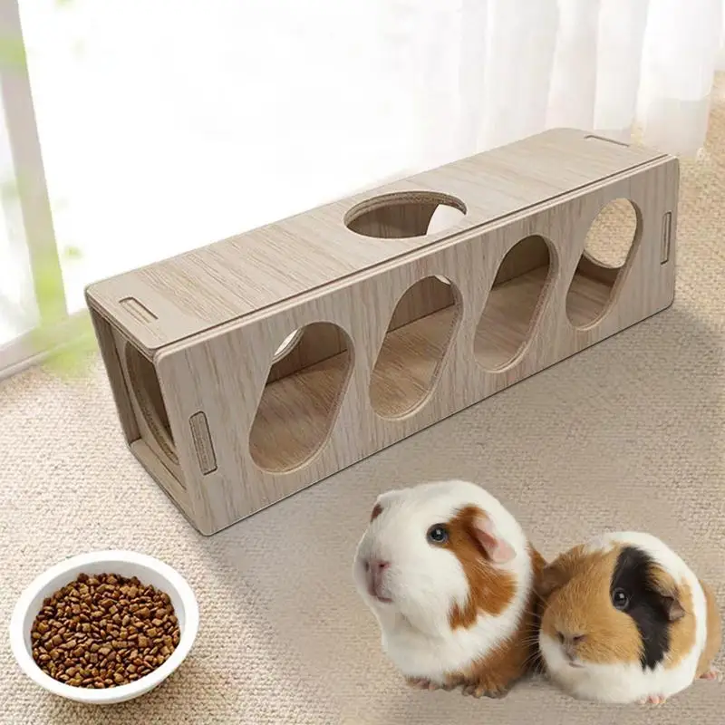 Hamster Tunnel Escape Toy Small Wooden Hamsters Bunnies Tunnel Tube Toys Teeth Grinding Natural Wood Chew Toy DIY Small Pet Supp