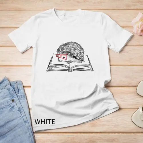 Intellectual Hedgehog Reading Book Literature Premium Unisex T-shirt