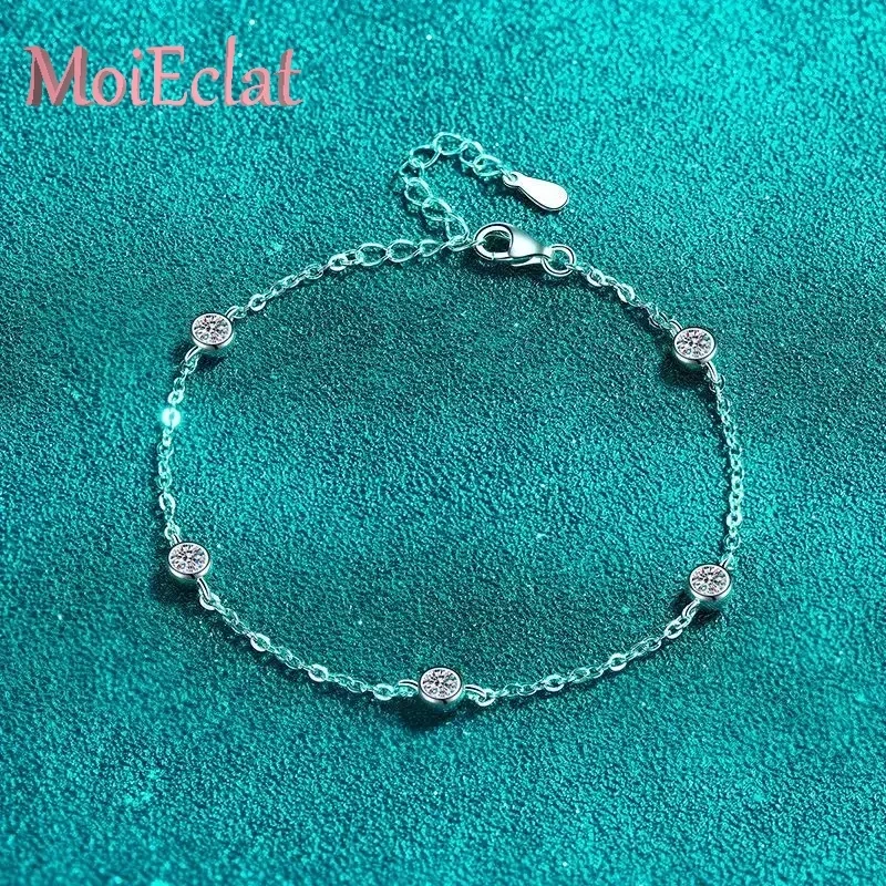 

Luxury Sparkling 0.5ct Moissanite Bubbles Bracelet, Platinum PT950 Classic Timeless Bracelets Women's Wedding Holiday Jewelry