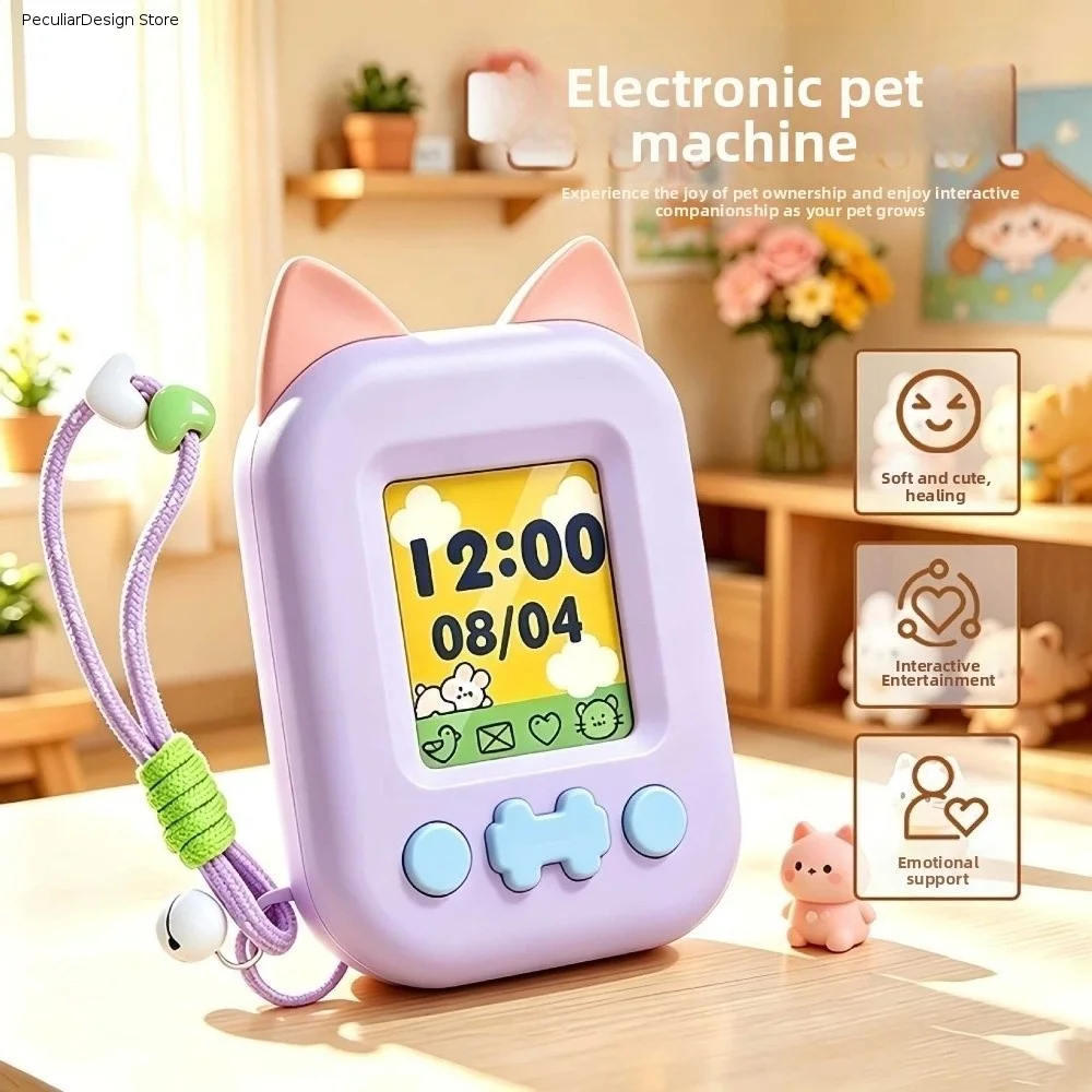 Puzzle Mini Electronic Pet Machine Portable Educational Pet Game Console Color Screen Electronic Virtual Pet Keychain Kids