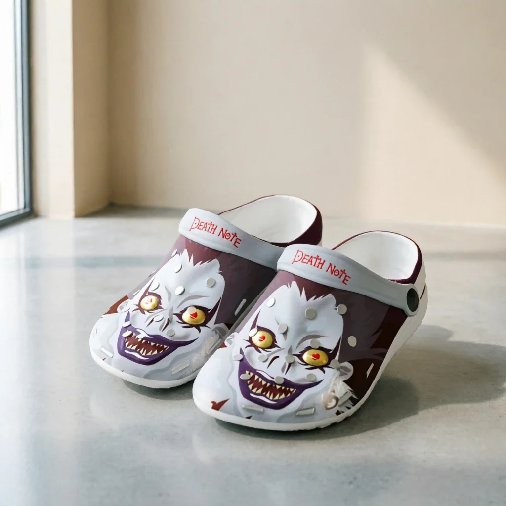 Demon Ryuk Unisex Breathable Clogs Soft Non-Slip Hole Slippers Casual Summer Beach Shoes Dark Cartoon Print Footwear