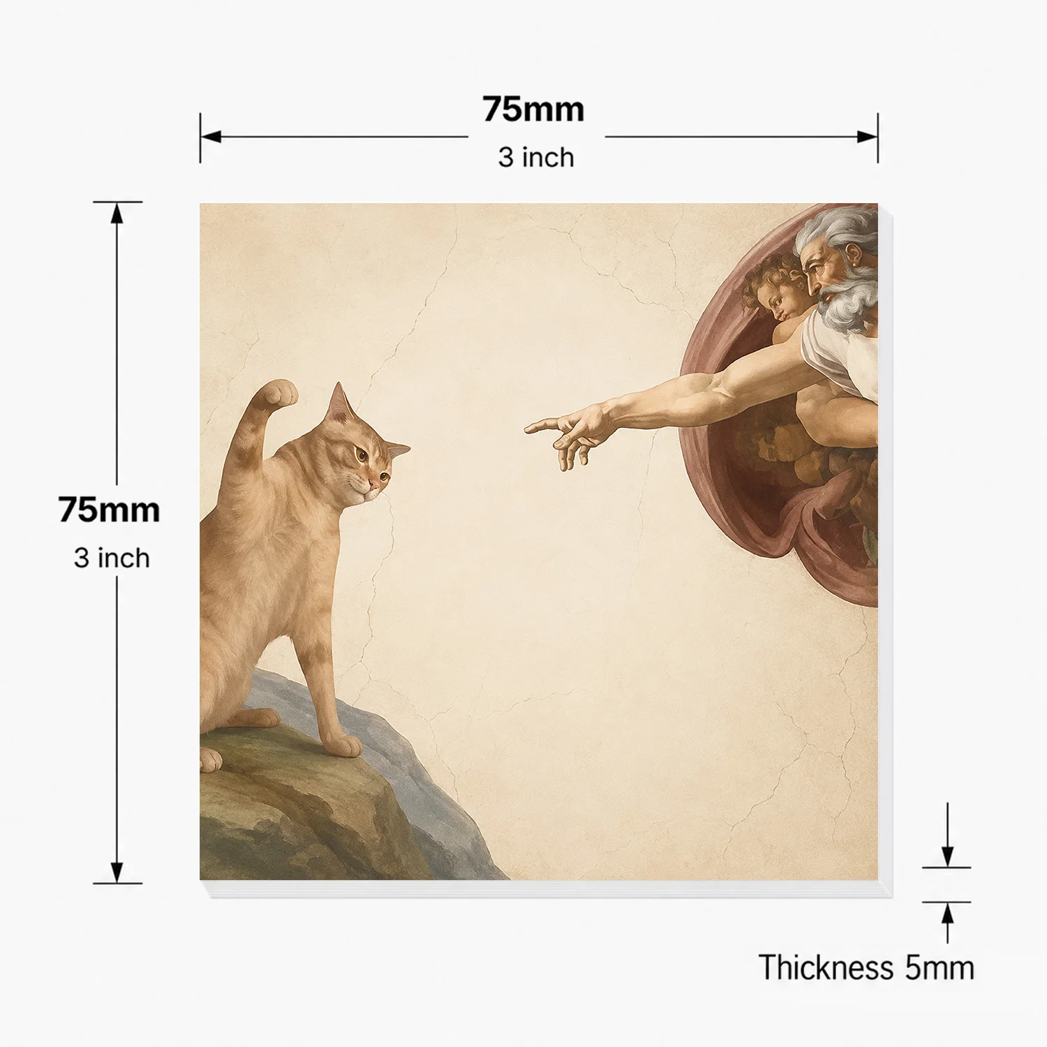 2PCS Classic Art Cat Self Adhesive Sticky Notes 100 Sheets Funny Painting Memo Pads Renaissance Style Office Stationery