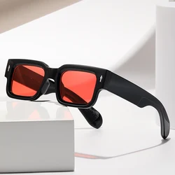 Fashion Retro Thick Leg Square Frame Sunglasses Men Women Popular Brand Small Frame Rice Nail Sun Glasses Black Yellow Glasses