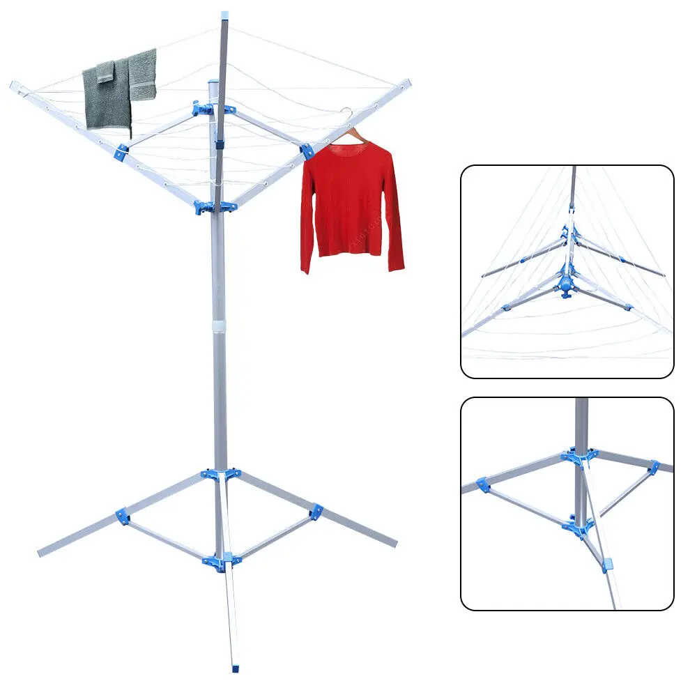 

Rotary Clothesline Dryer Laundry Rack Folding Clothes Drying Umbrella 60" 3 Arms