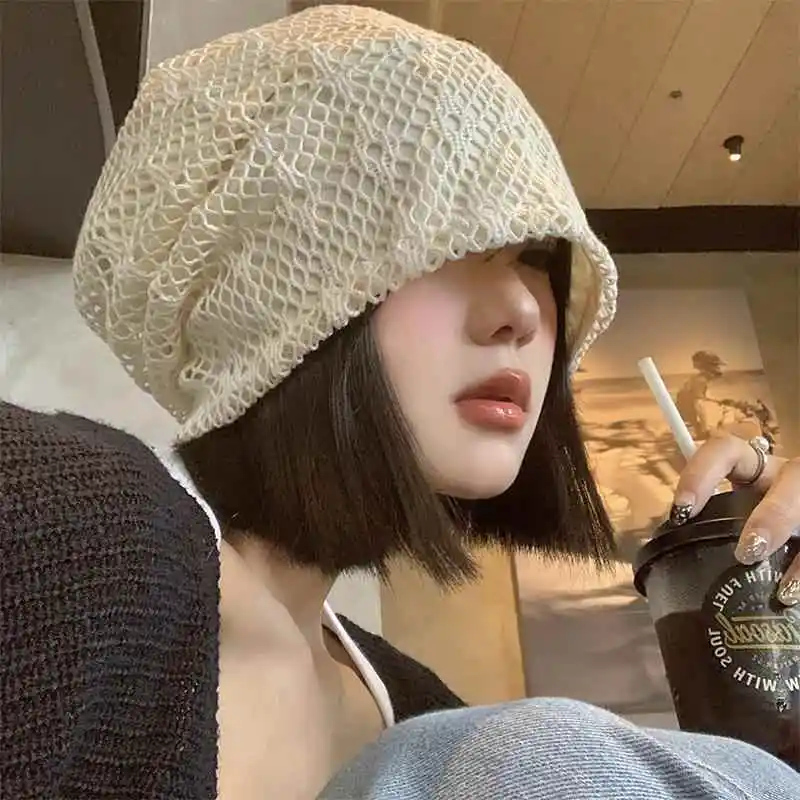nouveau-style-retro-japonais-bonnet-fin-en-maille-ajouree-pour-femme-chapeau-d'ete-respirant-effet-visage-fin-chapeau-bob-tendance