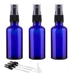 1 Piece 5ml /100ml Blue Glass Spray Bottle with Mist Sprayer for Essential Oil Refillable Portable Travel