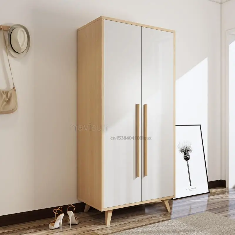 Modern Minimalist Economical Home Bedroom Storage Cabinet For Clothes Small Apartment Nordic Children\'s Two-Door Wardrobe Closet