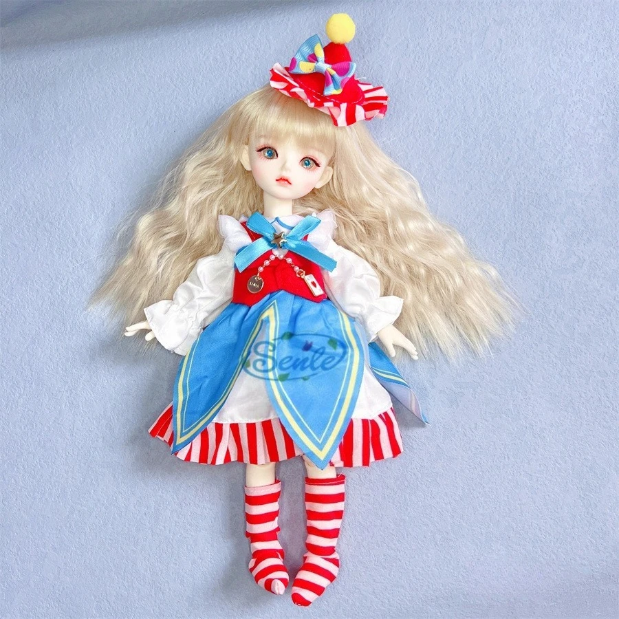 Robe florale rose et blanche à oreilles de chat, 6 points, poupée BJD, impression dentelle, jupe bouffante, ensemble de griffes en peluche, accessoires pour poupées de 30 cm, cadeau pour s'habiller