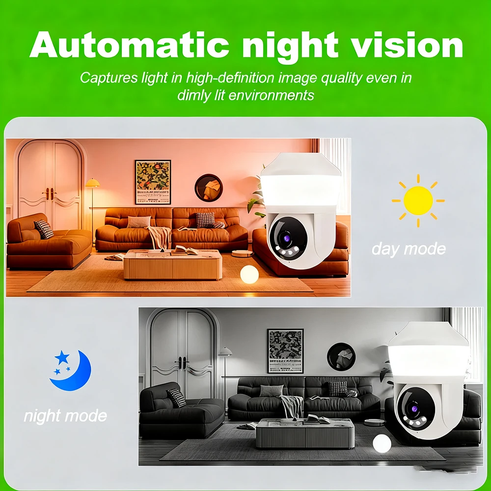 5MP Tuya كاميرا الأمن الذكية ضوء لمبة واي فاي كاميرا مراقبة PTZ اللون للرؤية الليلية 2.4 جيجا هرتز واي فاي لأمن المنزل في الهواء الطلق