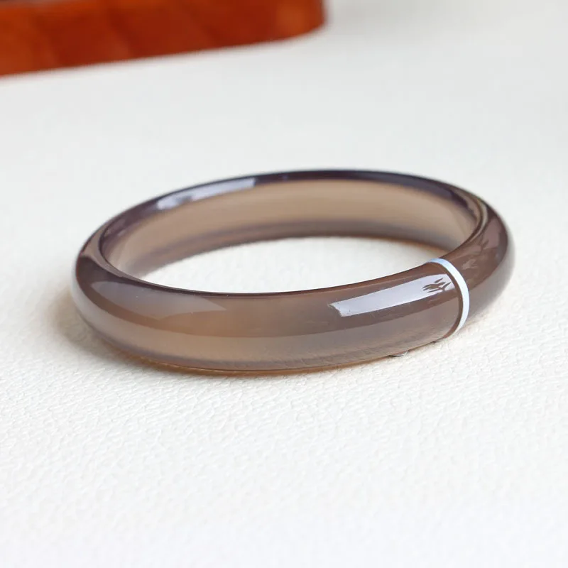 chalcedony , natural agate smoky purple-gray semi-circular jade bracelet