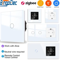 Interruttori Touch Zigbee e presa a muro elettrica intelligente Zigbee monitoraggio/termostato di alimentazione funziona con Tuya Smart Life Google Alexa