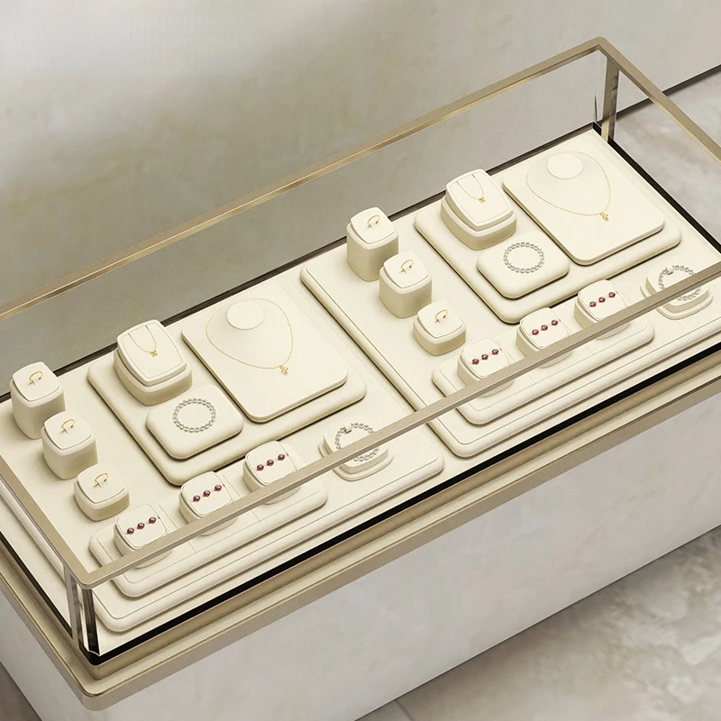 دعائم عرض الماس، حامل عرض مجوهرات خاتم الماس الفائق النعومة باللون البيج، حامل عرض المجوهرات المضاد