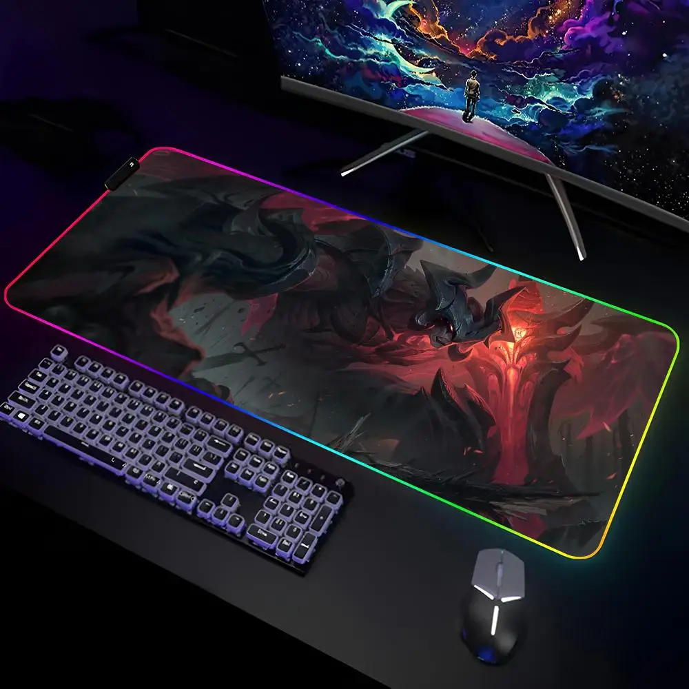 Aatrox Ahri Akali Mouse Pad Gamer RGB Deskmat Keyboard Mat Gaming Laptops LED Mousepad Desk Protector Anime Mause Mats