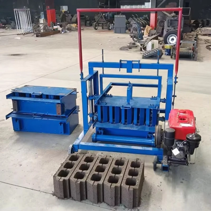 Movable Mobile Diesel Engine Egg Laying Concrete Hollow Block Making Solid Moving Brick Making Machine Price for Sale