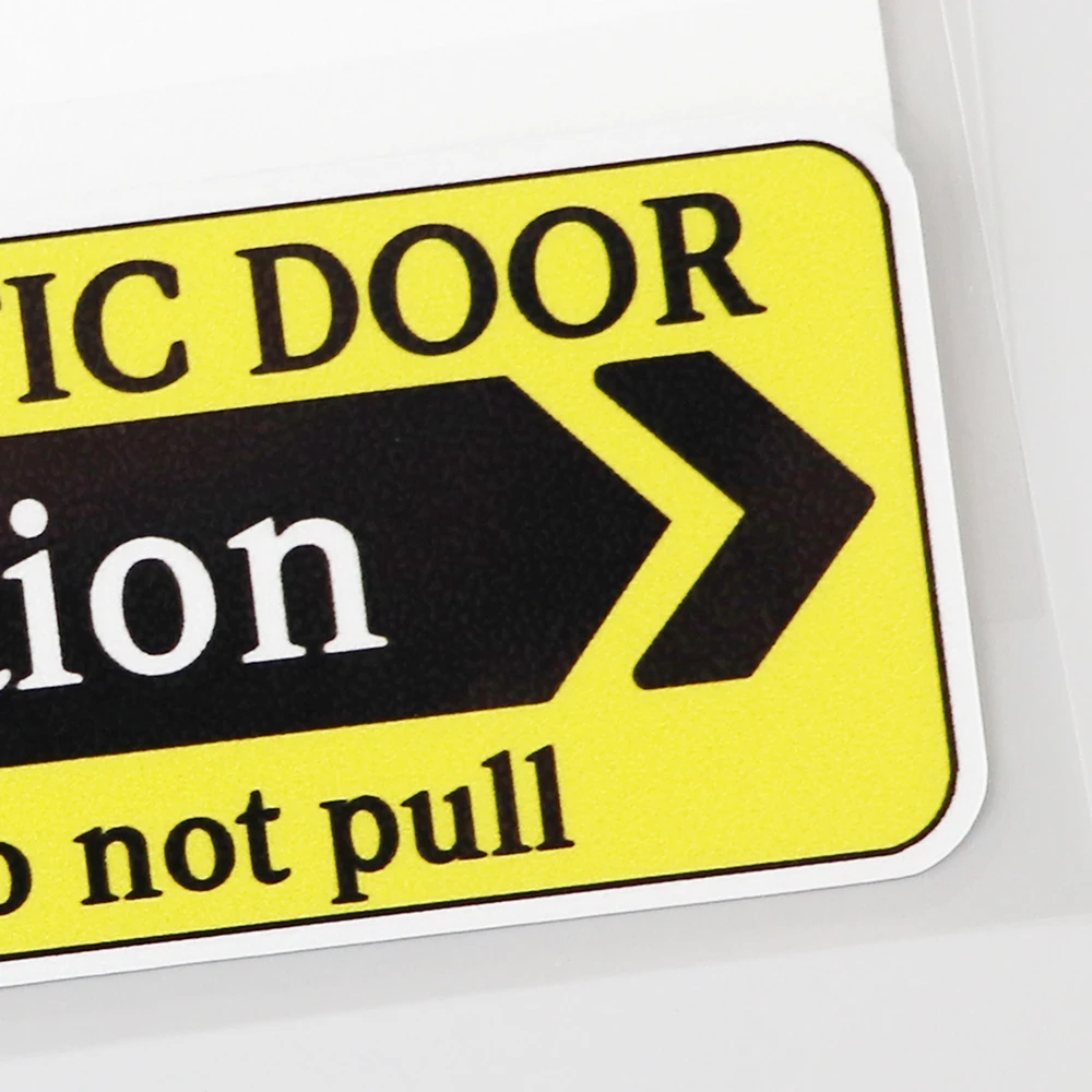 Warning Automatic Door Caution Work Decal PVC Car Sticker 11.8CM×4.4CM