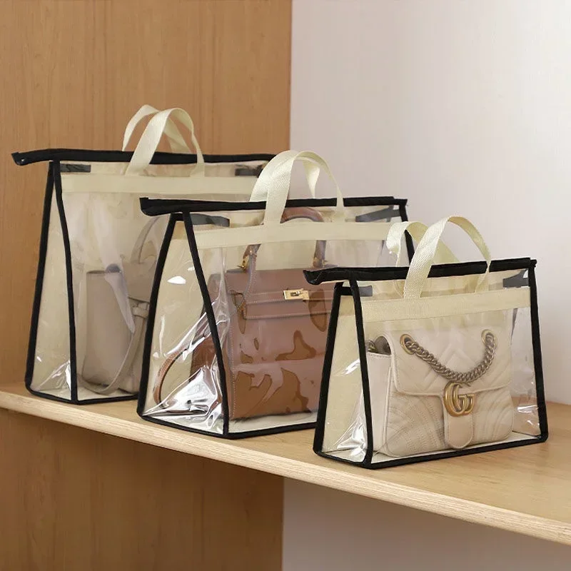 Moistureproof Dust-proof Wardrobe Closet Hanging Storage Bag Transparent Sundry Shoe Wardrobe Closet Purse Organizatier Handbag