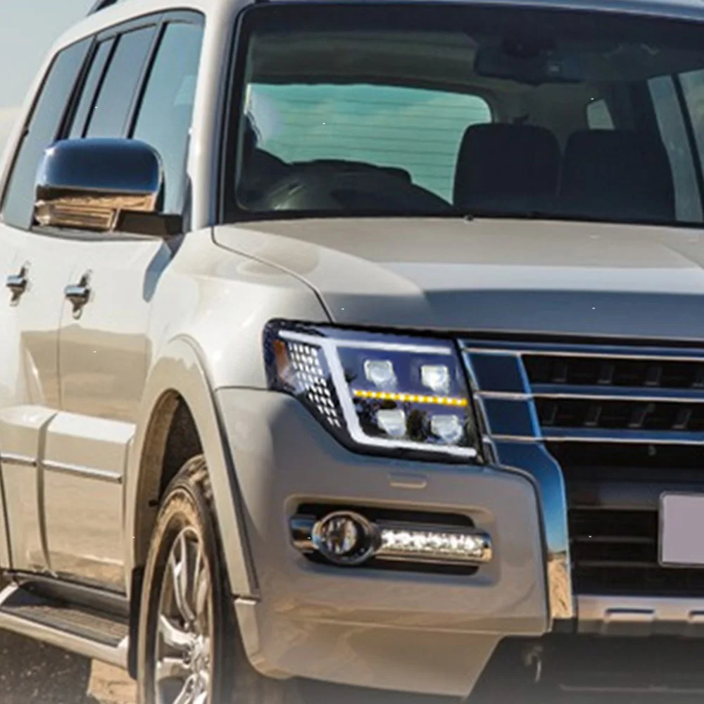 

Для Mitsubishi Pajero V93 V97 2009-2021 автомобильные фары в сборе, обновленный светодиодный эффект запуска 4, аксессуары для линз проектора, инструменты