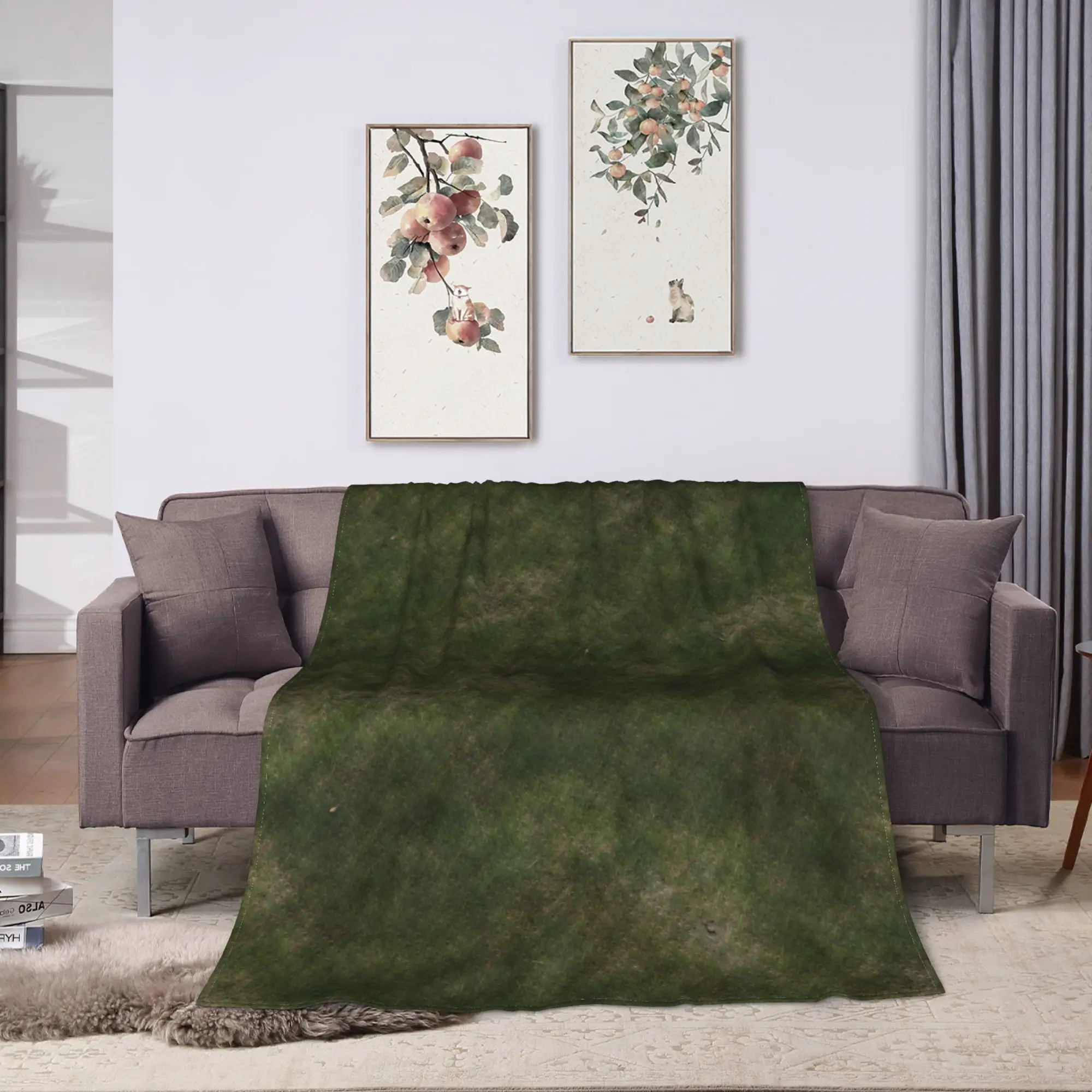 Warm Soft Blanket Decorative Grass Battlemat Grassland Land Greenery Bedding Throws  Flannel Bedspread For Bedroom Bed Cover