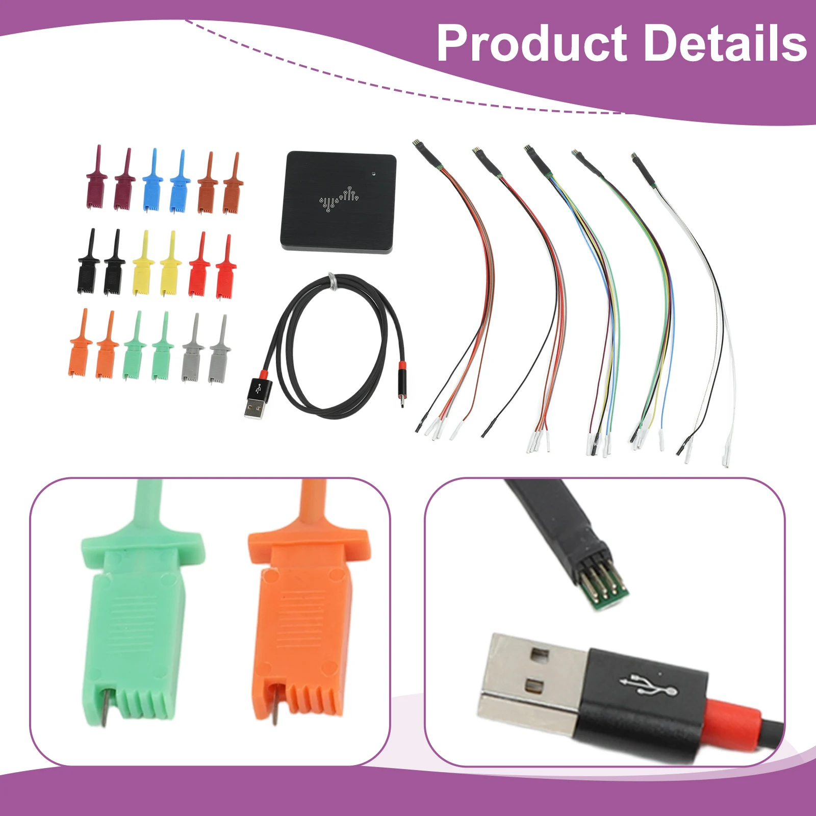 For Linux Multi-system Compatibility Design Testing 3.1*2.9*0.4 Inches 16 Channel Signal Tester 16G Sampling Depth