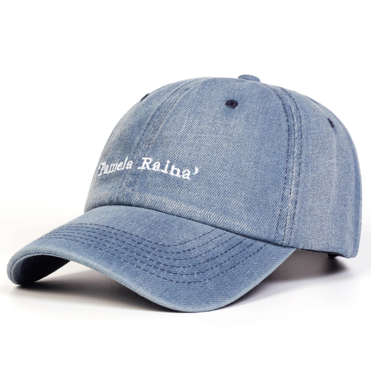 Unisex Pamela Raina Letter Embroidery Wash Baseball Caps Adjustable Casual Hats Spring and Autumn Outdoor Sunscreen Hat image 3