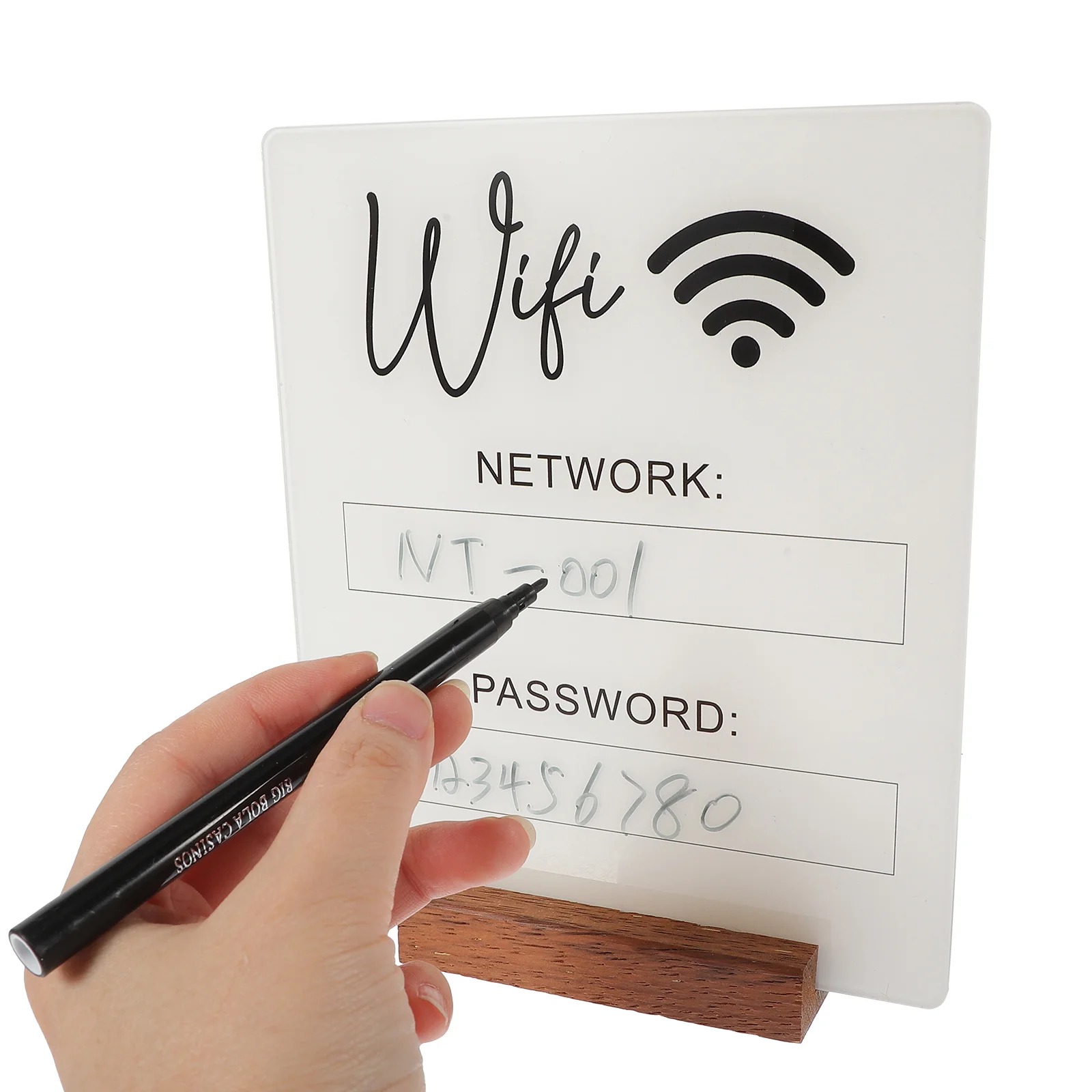 Wifi Password Sign Reminder Board Sticker Signs Network Table Acrylic for Guest Room Signage