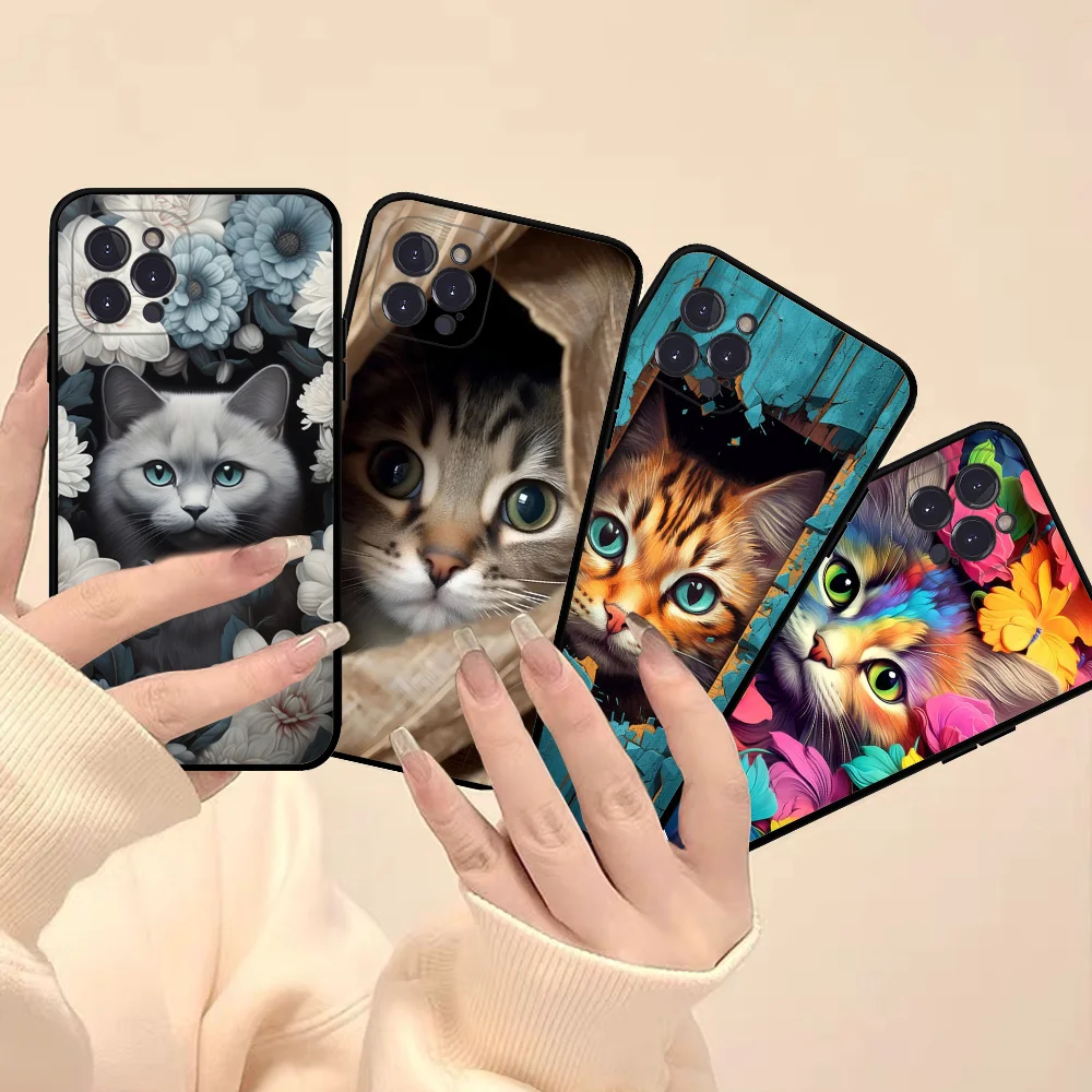 Cute Detection Cat Phone Case Silicone Soft for iphone 15 14 13 12 11 Pro Mini XS MAX 8 7 6 Plus X XS XR Cover