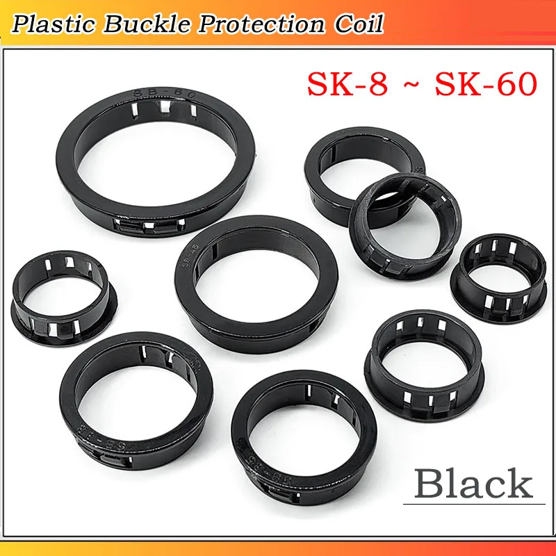

10~100pcs SK8~SK60 O Ring Hole Plug Black Plastic Buckle Protection Coil Panel Mount Hole Protective Ring Snap Bushing
