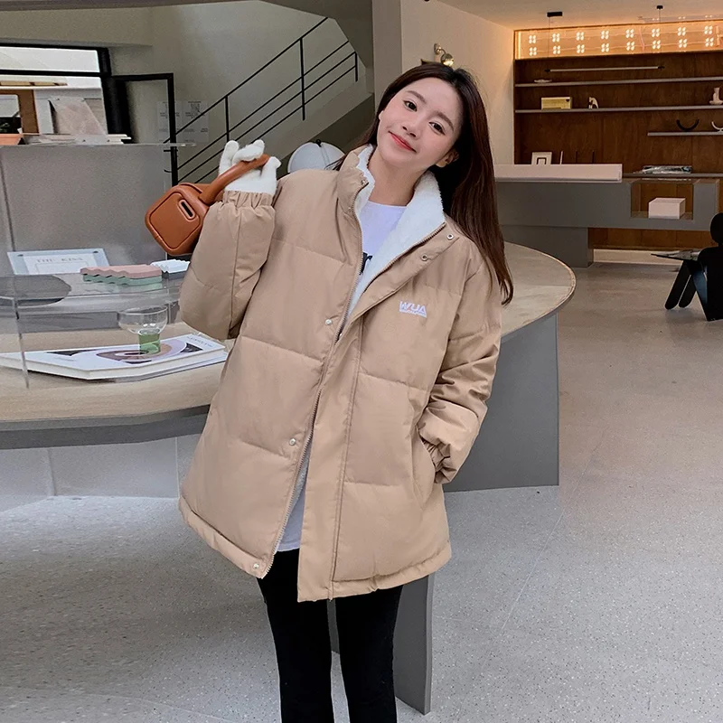 

Parka Invierno Mujer Womens Tight-Fitting Furry Basic Blue Buttoned Style Panelled Coat Fur-Trimmed Patch Pocket Jacket Puffer