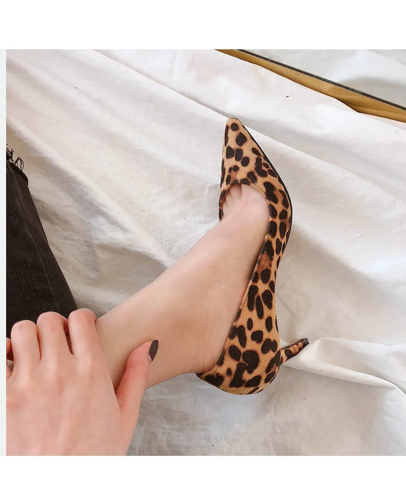 2023 Sexy Elegant Women\'s Fashion Shoes Leopard Print Fashion Pointed Toe High Heels Femme Comfortable Office Pumps