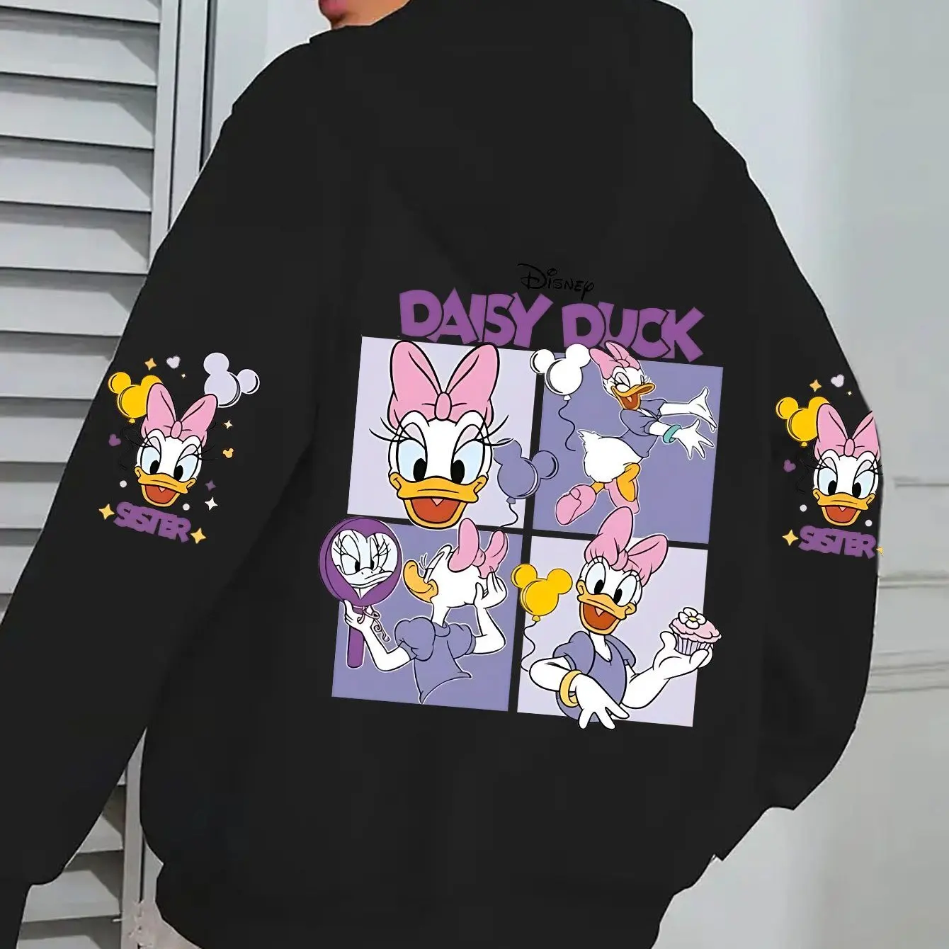 Disney Winnie and Friends Damen-Sweatshirt mit bedrucktem Muster, modisch und bequem, langärmelig, lässig, mit Kapuze