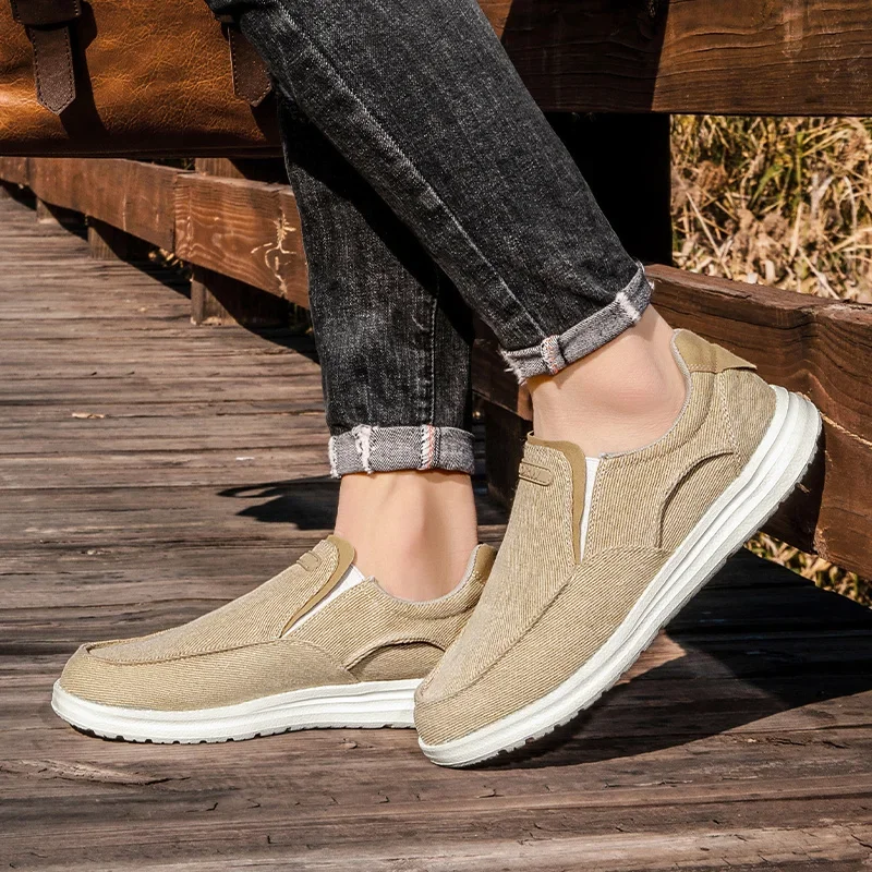 Heren Casual Schoenen Mode Canvas Schoenen Ademende Heren Wandelen Platte Sneakers Outdoor Lichtgewicht Heren Gevulkaniseerde Schoenen