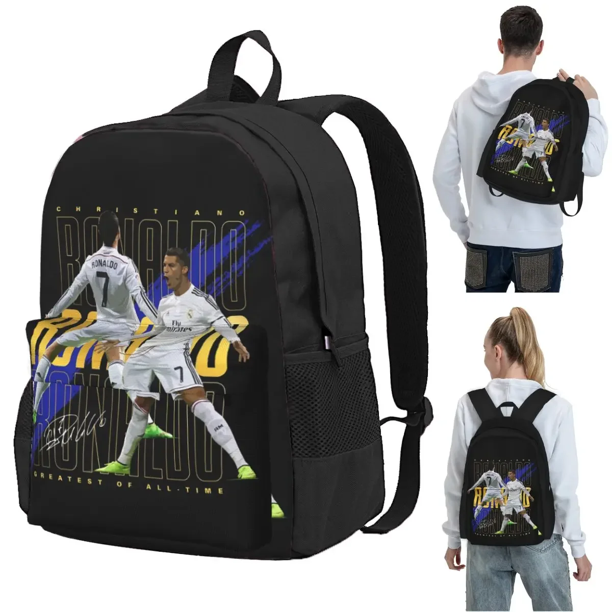 Cristiano Ronaldo Suuiii! Backpack Student BookBag Kids School Bag Laptop Shoulder Bags for Men Women