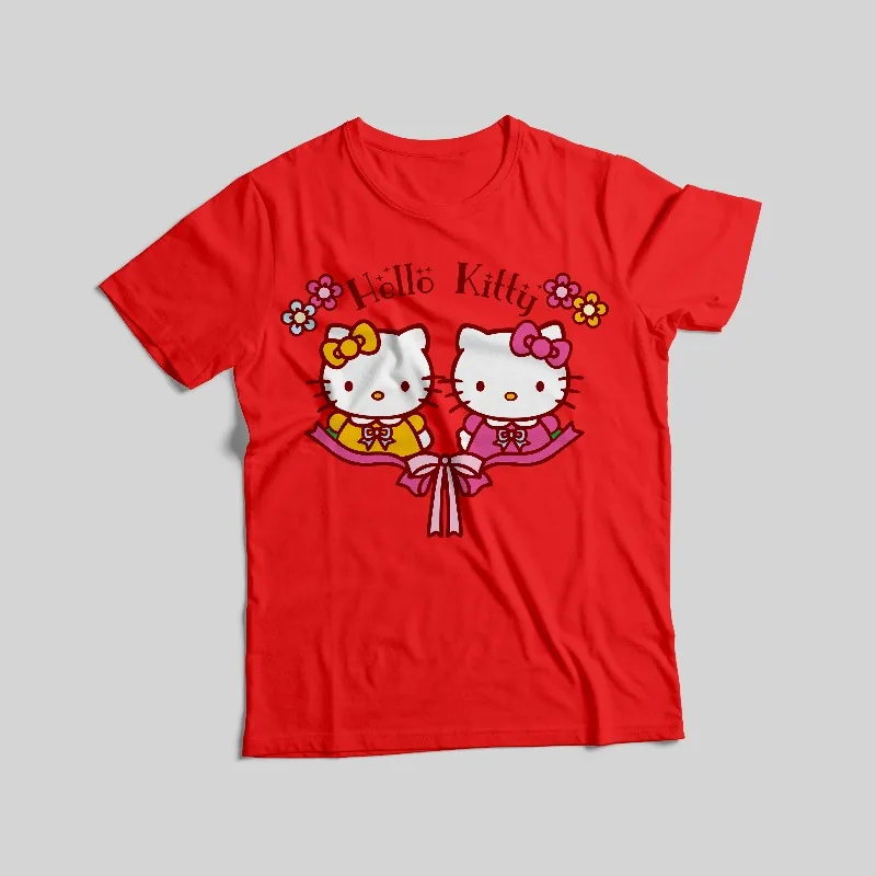 

Футболки с принтом серии Sanrio, 100% хлопок, доступны в 8 цветов, бестселлер базового стиля Mommy and Me / женская одежда