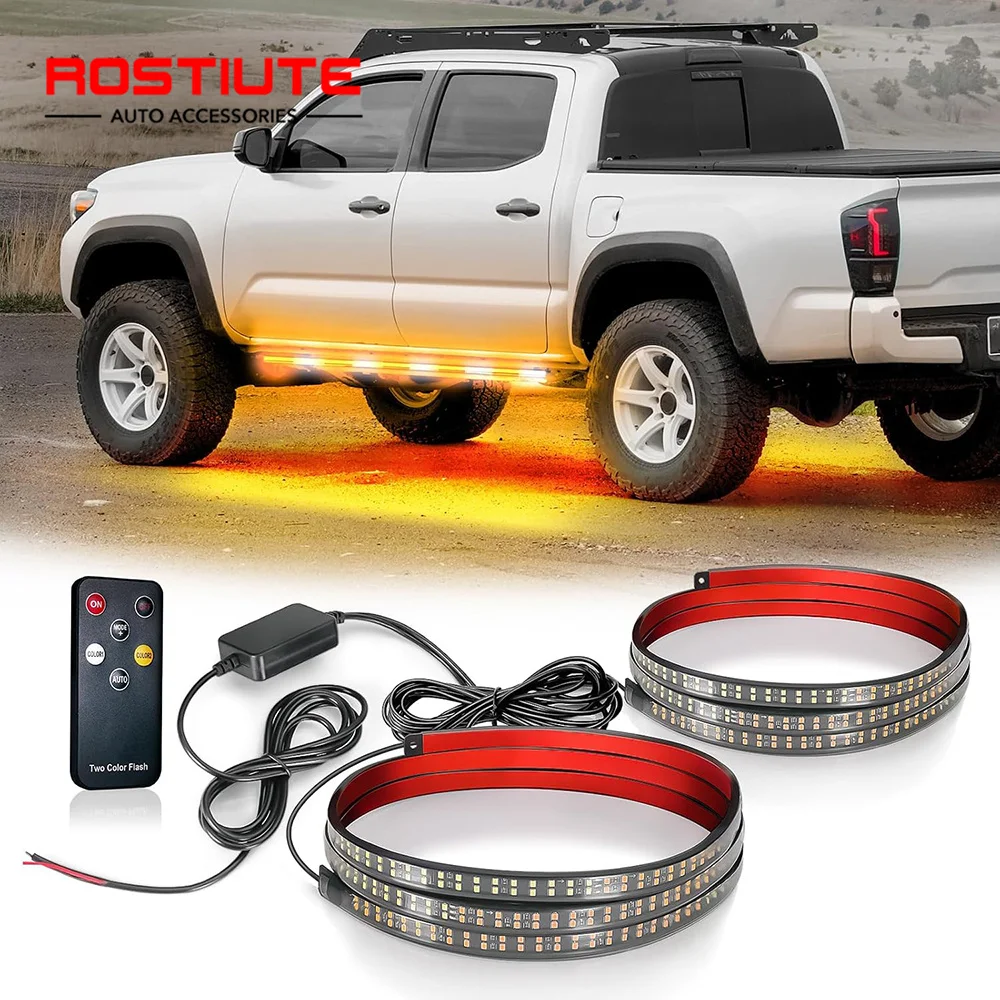2PCS LED Running Board Strobe Light Strips 12-24V Flashing Side Warning Lights LED Side Strip 1.2M 1.6M for Car Truck SUV Pickup