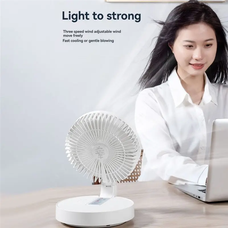 BABZ Portable Fan Wireless Folding Wall Hanging Fan 4000mAh USB Rechargeable 3 Speed for Home Travel