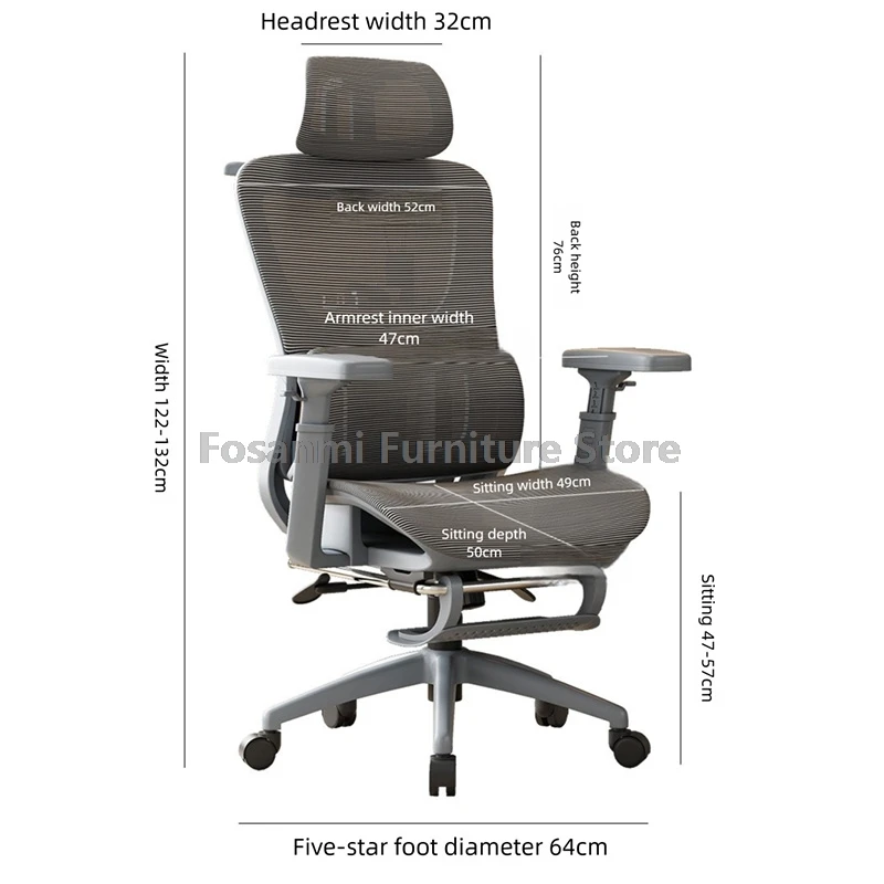 كرسي شبكي مريح عالي الجودة مع دعم قطني قابل للتعديل كراسي دوارة للألعاب المنزلية كرسي بذراعين للكمبيوتر قابل للتنفس