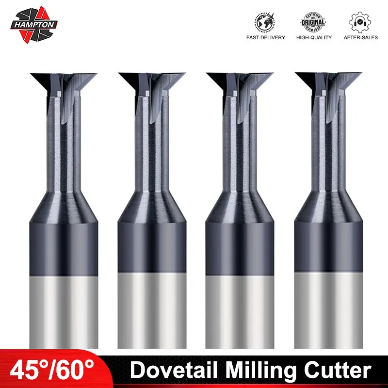 

HAMPTON Dovetail Milling Cutter 1.5-16mm Carbide End Mill 45/60 Degrees T Slotting Milling Bit Metal Machining Milling Tool