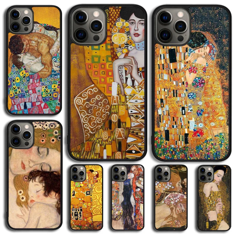 The Kiss Gustav Klimt Painting Phone Case For iPhone 14 15 16 13 12 Mini For Apple iPhone 11 Pro Max 6 8 7 Plus SE2020 Coque