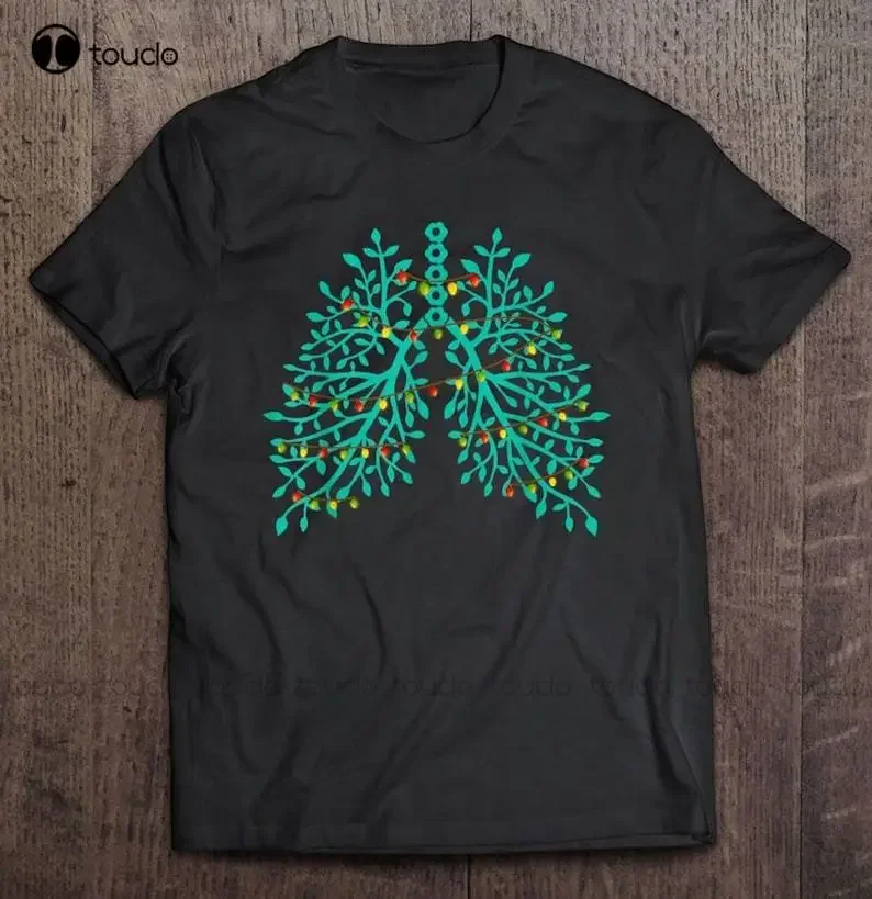 New Lung Tree Christmas Lights Respiratory Therapist Tshirt Xmas Gift Halloween Shirts For Women Unisex Fashion Funny Tshirt