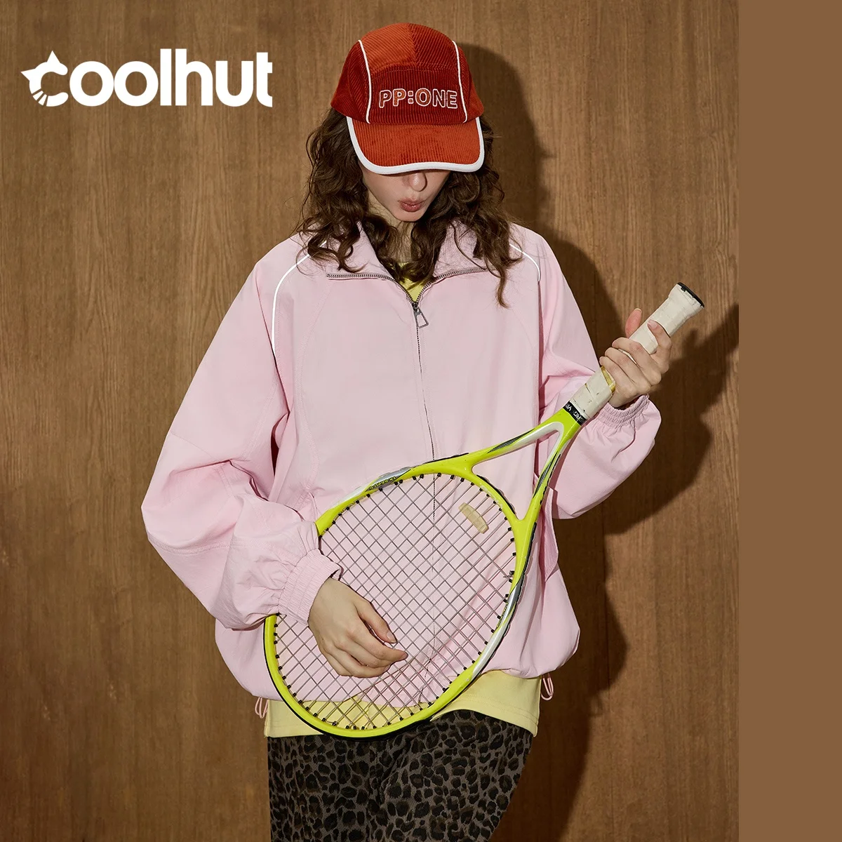 

COOLHUT New Stand Collar Sweetheart Bomber Autumn Drop Shoulder Utility Jacket Relaxed Fit Unisex Varsity Playful Workwear Style