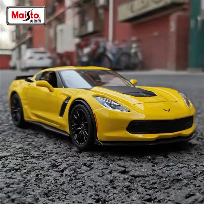 WELLY 1:24 Chevrolet Corvette Z06 2017 Alloy Sports Car Model Diecast Racing Car Model Simulation Collection Childrens Toys Gift