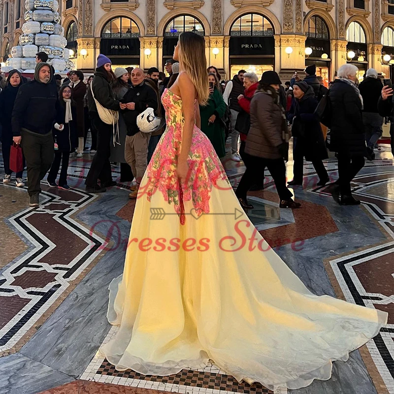 Thinyfull Formal A-Line Prom Dresses 2024 Strapless Appliques Evening Dress Saudi Arabia Cocktail Party Prom Gowns Custom Size