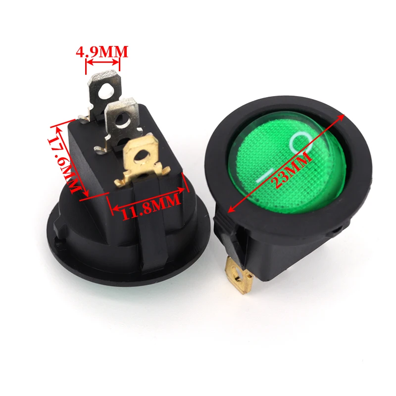 1PCS ON/OFF Round Rocker Switch LED illuminated Car Dashboard Dash Boat Van 12V 24V / 6A 250V / 10A 125V 2/3/4PIN Switch 20MM